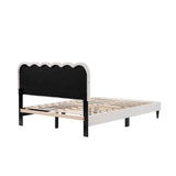 Queen Size Lambswool Petal Headboard Bed Frame With Ambient Light - White