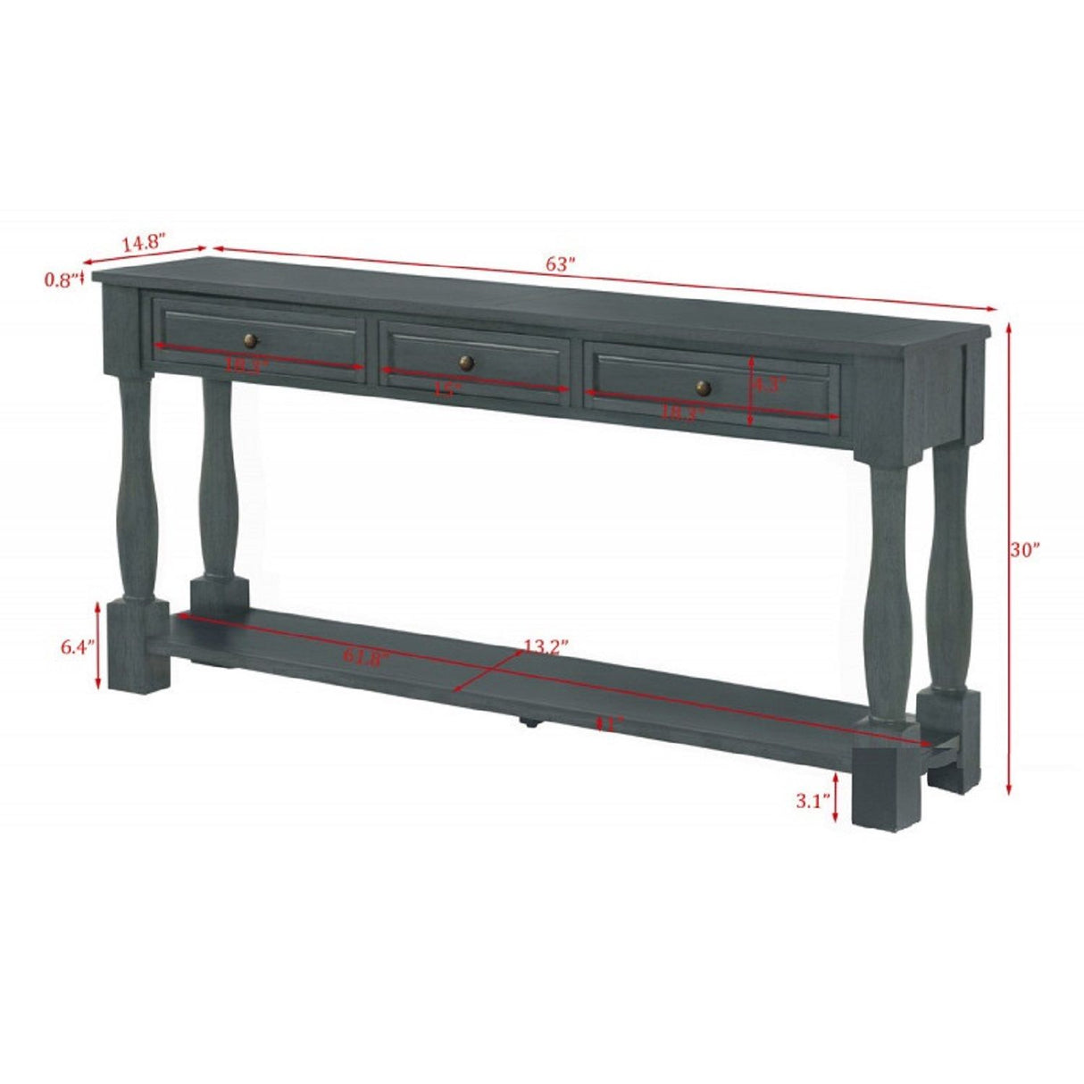 Long Console Table With Drawers And Shelf