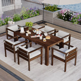 Rustic Patio Dining Set For 6 With Removable Cushions
