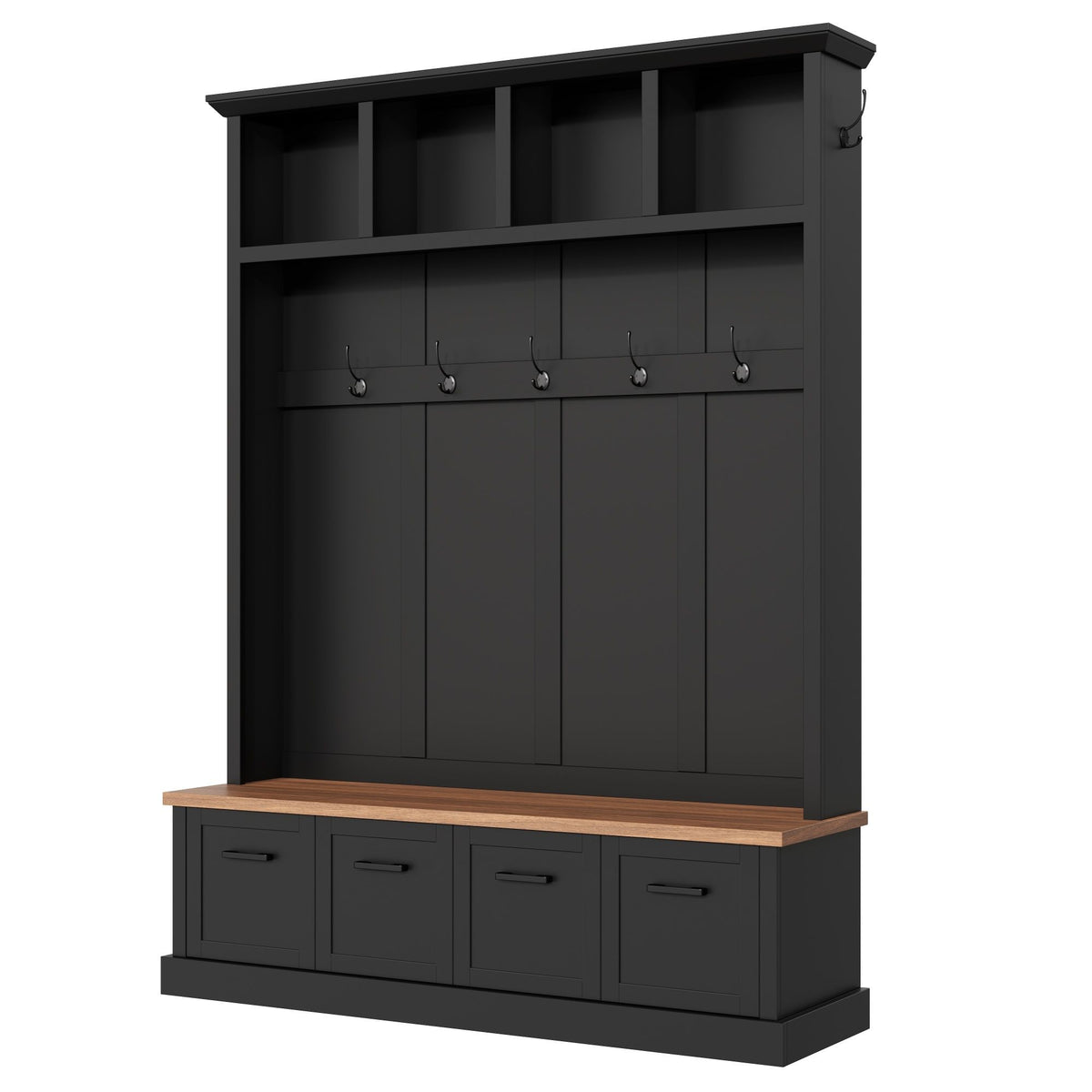 Hall Tree With Storage Bench Mudroom Coat Rack With 6 Hooks