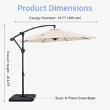 10ft Cantilever Patio Umbrella with Weighted Base