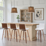 Vienna - Modern Swivel Bar Height Stool - Walnut Finished Wood Frame