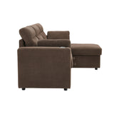 Convertible L - Shaped Sectional Sofa Bed With Storage Chaise, Cup Holders