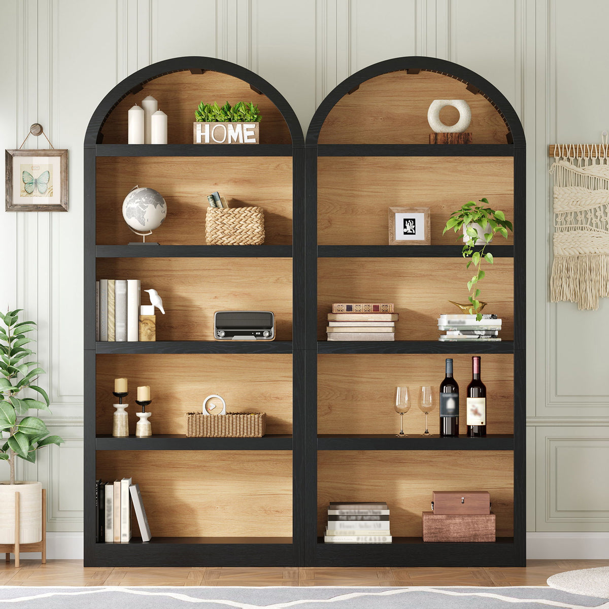 Freestanding Tall Bookshelves (Set of 2)