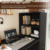 Computer Desk With 4 In 1 Socket & 3 Drawers, 4 Tier Shelves