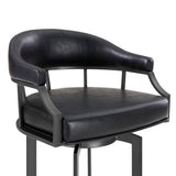 Edy - Swivel 30" Mineral Finish And Black Faux Leather Bar Stool