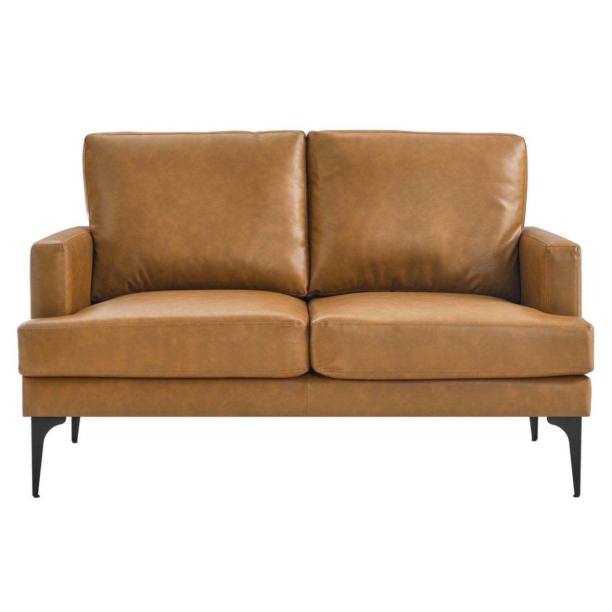 54 - Inch Evermore Vegan Leather Loveseat in Tan - Loveseats available at Alpine Outlets in Denver