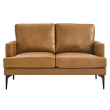 54 - Inch Evermore Vegan Leather Loveseat in Tan - Loveseats available at Alpine Outlets in Denver