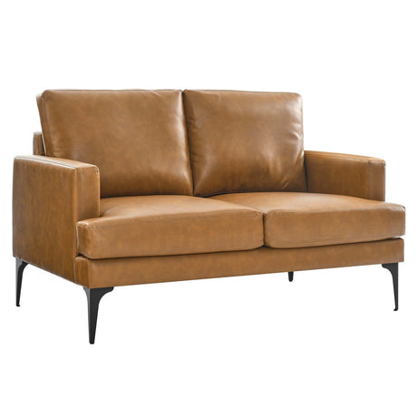 54 - Inch Evermore Vegan Leather Loveseat in Tan - Loveseats available at Alpine Outlets in Denver