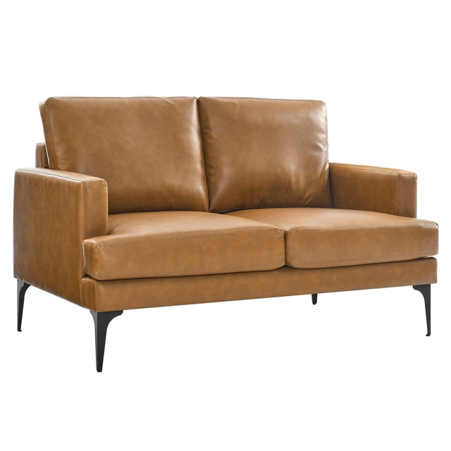 54 - Inch Evermore Vegan Leather Loveseat in Tan - Loveseats available at Alpine Outlets in Denver
