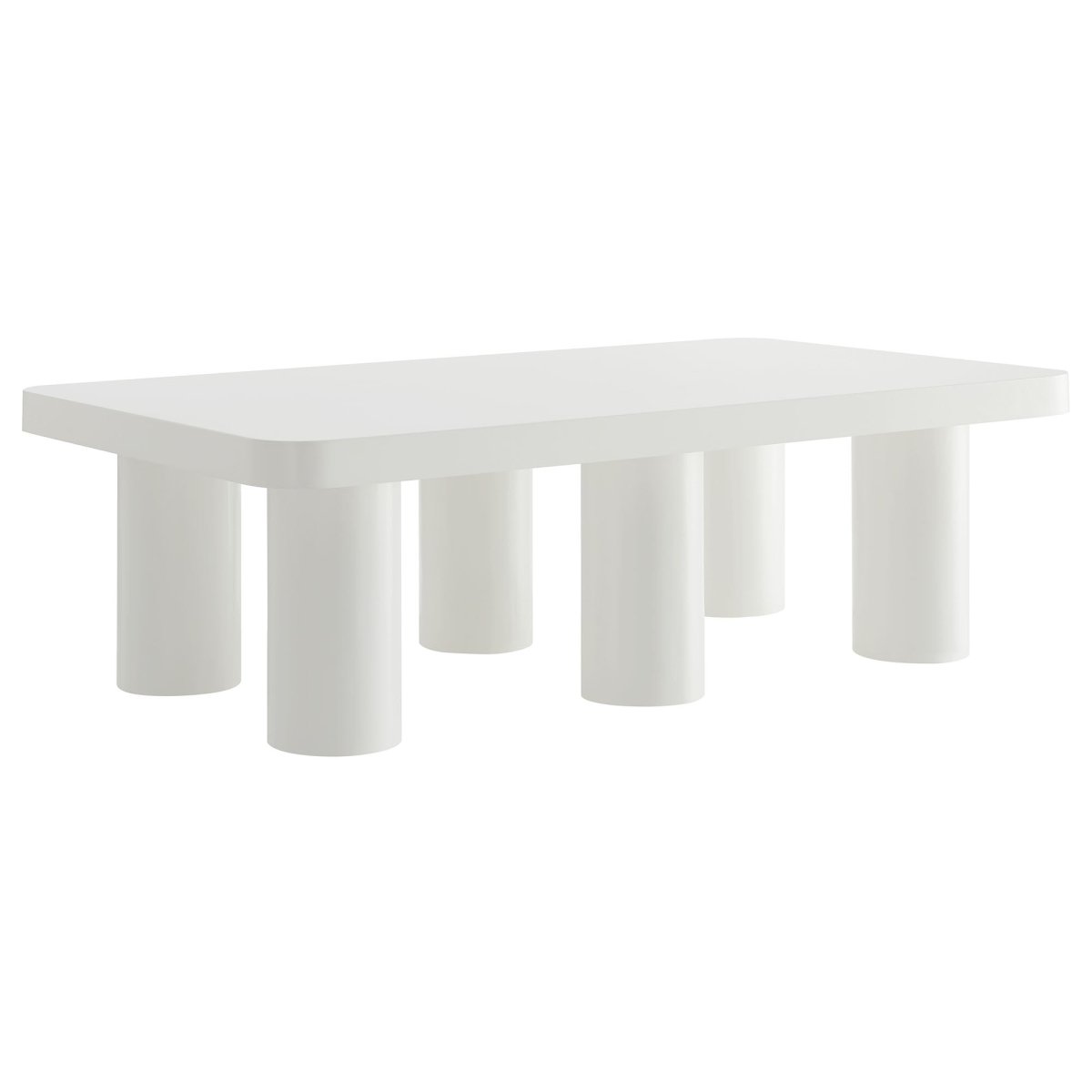 54 Inch Modern Rectangular 6 - Leg Coffee Table in White - Coffee Tables available at Alpine Outlets in Denver