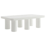 54 Inch Modern Rectangular 6 - Leg Coffee Table in White - Coffee Tables available at Alpine Outlets in Denver