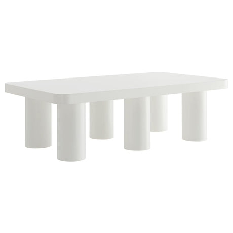 54 Inch Modern Rectangular 6 - Leg Coffee Table in White - Coffee Tables available at Alpine Outlets in Denver