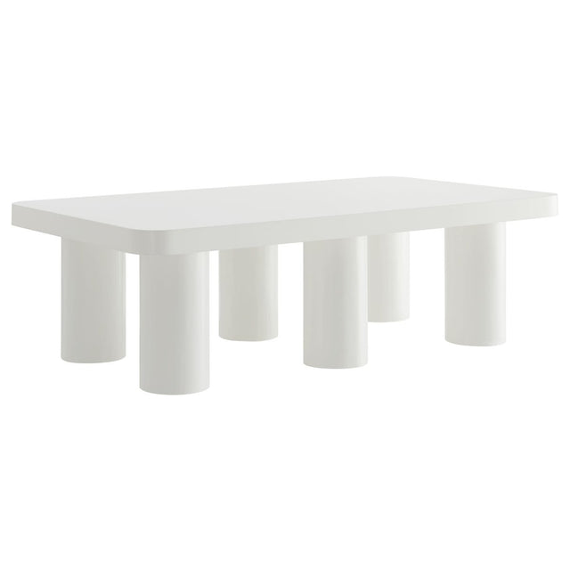 54 Inch Modern Rectangular 6 - Leg Coffee Table in White - Coffee Tables available at Alpine Outlets in Denver
