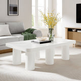 54 Inch Modern Rectangular 6 - Leg Coffee Table in White - Coffee Tables available at Alpine Outlets in Denver