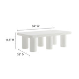 54 Inch Modern Rectangular 6 - Leg Coffee Table in White - Coffee Tables available at Alpine Outlets in Denver