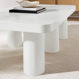 54 Inch Modern Rectangular 6 - Leg Coffee Table in White - Coffee Tables available at Alpine Outlets in Denver