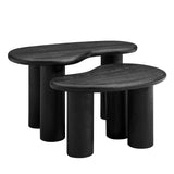 54 Inch Sculptural Kidney - Shaped Mango Wood Nesting Coffee Table Set - Coffee Tables available at Alpine Outlets in Denver