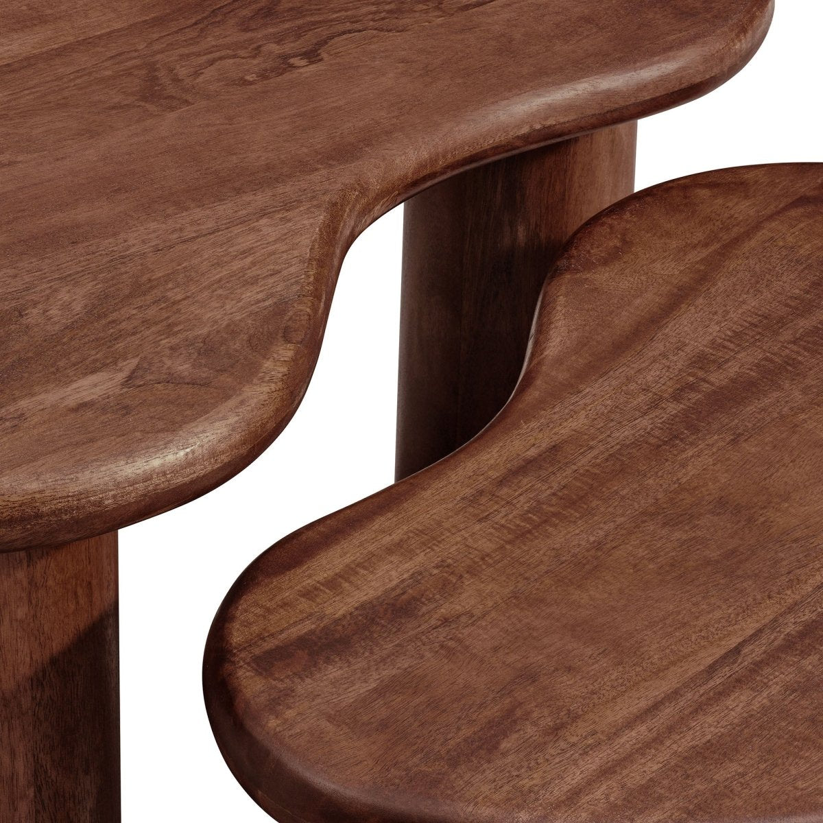 54 Inch Sculptural Kidney - Shaped Mango Wood Nesting Coffee Table Set - Coffee Tables available at Alpine Outlets in Denver