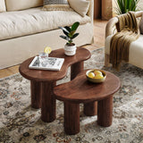 54 Inch Sculptural Kidney - Shaped Mango Wood Nesting Coffee Table Set - Coffee Tables available at Alpine Outlets in Denver