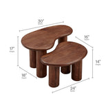54 Inch Sculptural Kidney - Shaped Mango Wood Nesting Coffee Table Set - Coffee Tables available at Alpine Outlets in Denver