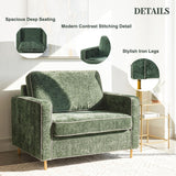 Accent Chair Upholstered Single Sofa With Square Arms, Sewn Pillow Back For Living Room