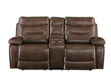 Aashi - Leather Gel Match Recliner Loveseat - Brown - Reclining Loveseats - Alpine Outlets
