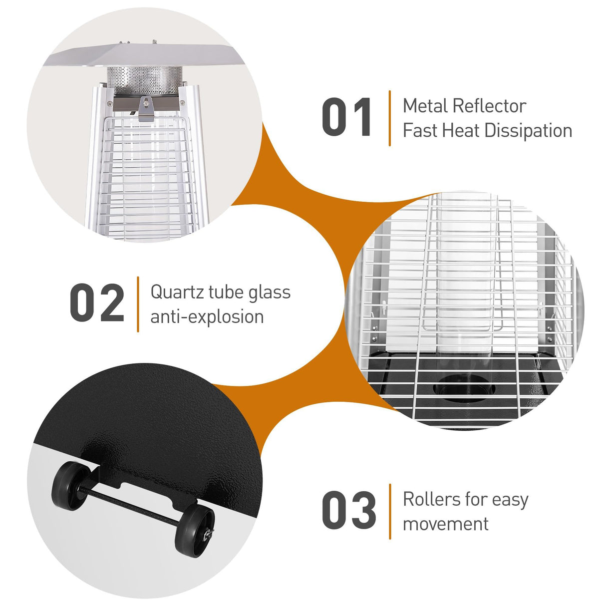 Pyramid 48, 000 Btu Propane Outdoor Heater With Detachable Wheels - Black / Silver