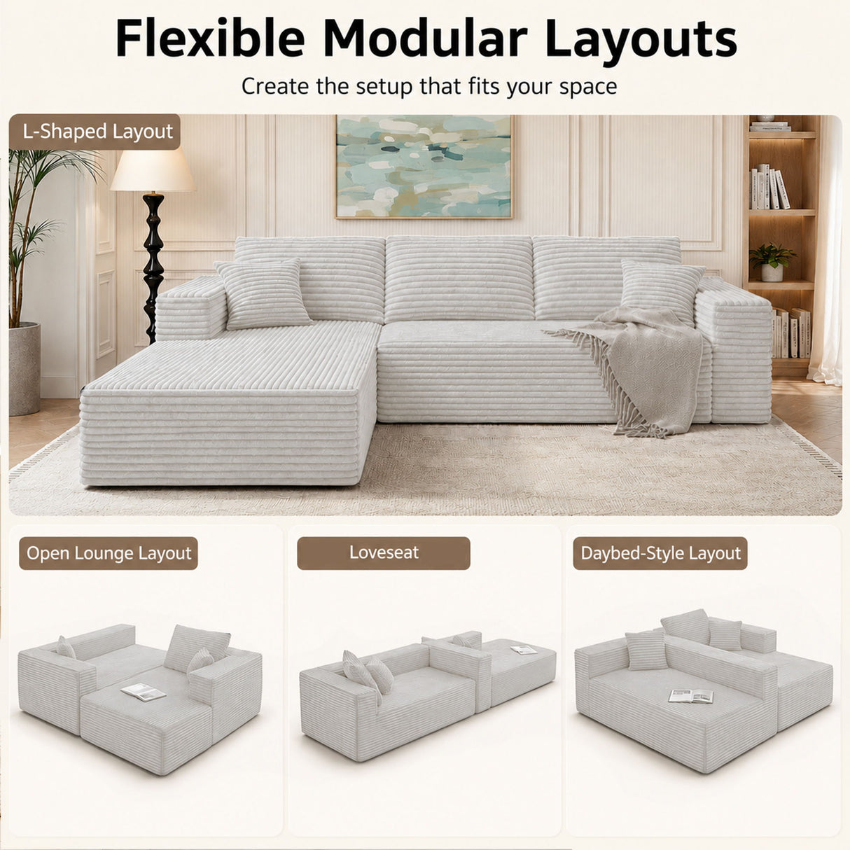 Modern L-Shaped Sectional Sofa With Left Facing Chaise
