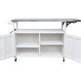 Foldable Outdoor Kitchen Island With Lockable Wheels, Storage Cabinet And Towel Rack For Patio