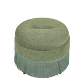 Round Storage Ottoman With Tassel, Decorative Accent Pouf For Living Room