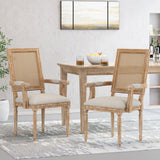 Upholstered Dining Chair With Cane Backrest