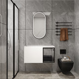 36" (35 1 / 4") Wall Mounted Bathroom Vanity, Cabinet With Half Door (Excluding Sink) - Glossy White