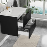 Modern Wall Mounted Floating Bathroom Vanity With Sink And Drawers
