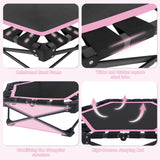 Foldable Mini Trampoline, 1 Step Fold & Open, 3 Level Adjustable T - Bar, Indoor & Outdoor Workout - Black / Pink
