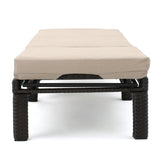 Puerta - Chaise Lounge Frame Cushion Outdoor Wicker Iron - Beige / Dark Brown