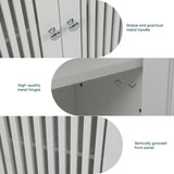 Louvered Double Door Wall Mounted Bathroom Cabinet - White