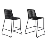Shasta - 30" Outdoor Metal And Rope Stackable Barstool