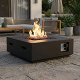Propane Gas Fire Pit Table Concrete Outdoor Heater 30x11in