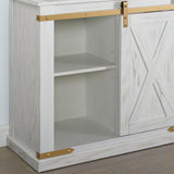 Console Table With Storage Drawer And Open Shelves - Antique White / Gold