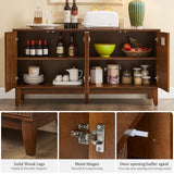 TV Stand & Carved Geometric Doors, Storage Cabinet For Living Room - Walnut