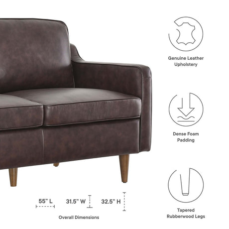 55 - Inch Impart Genuine Top - Grain Leather Loveseat - Loveseats available at Alpine Outlets in Denver