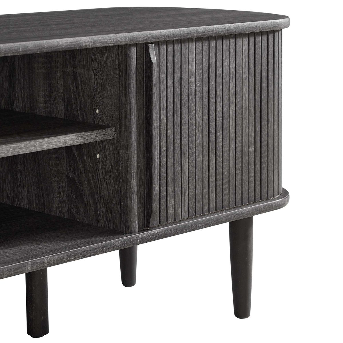 55 Inch Mid - Century Curved Beadboard TV Stand - TV Stands available at Alpine Outlets in Denver