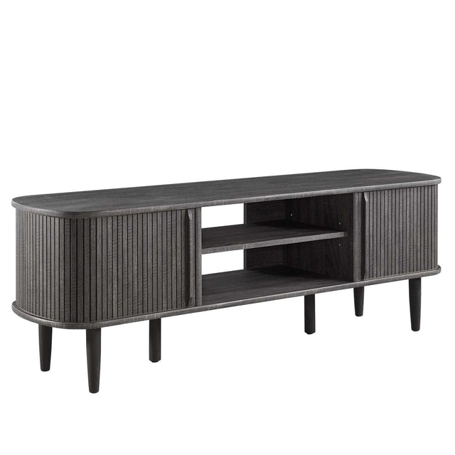 55 Inch Mid - Century Curved Beadboard TV Stand - TV Stands available at Alpine Outlets in Denver