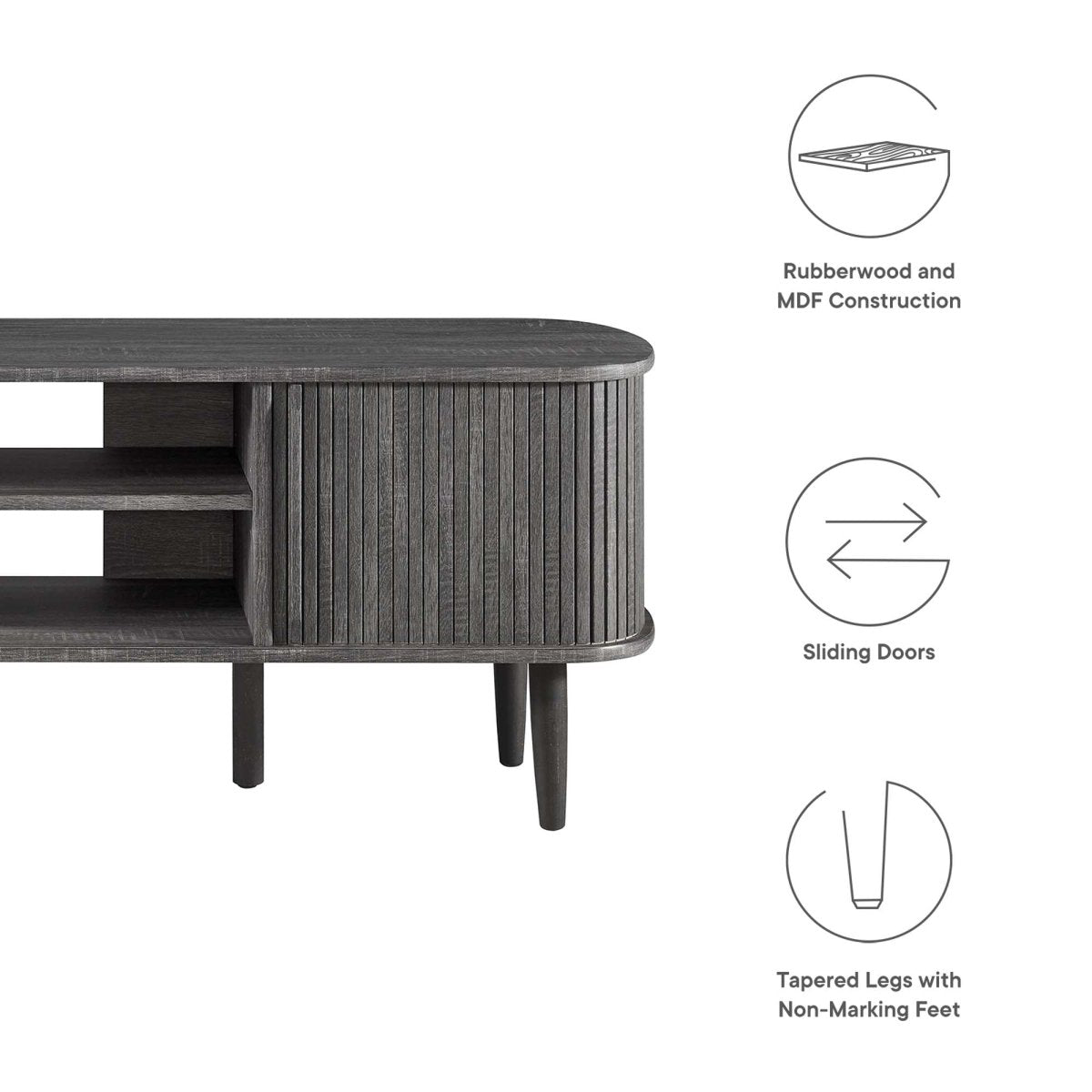 55 Inch Mid - Century Curved Beadboard TV Stand - TV Stands available at Alpine Outlets in Denver