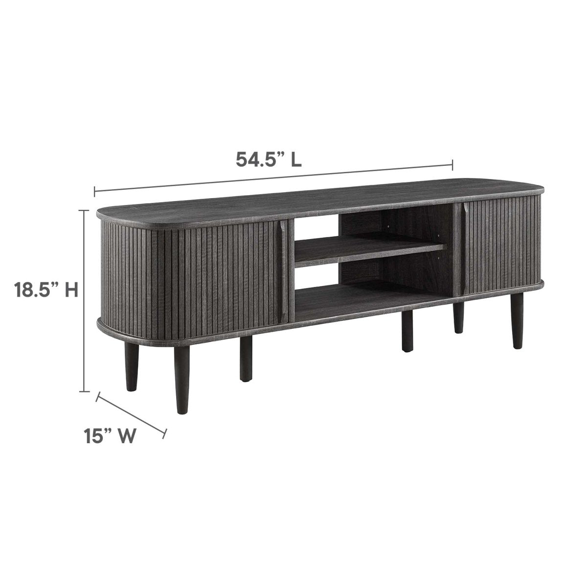 55 Inch Mid - Century Curved Beadboard TV Stand - TV Stands available at Alpine Outlets in Denver