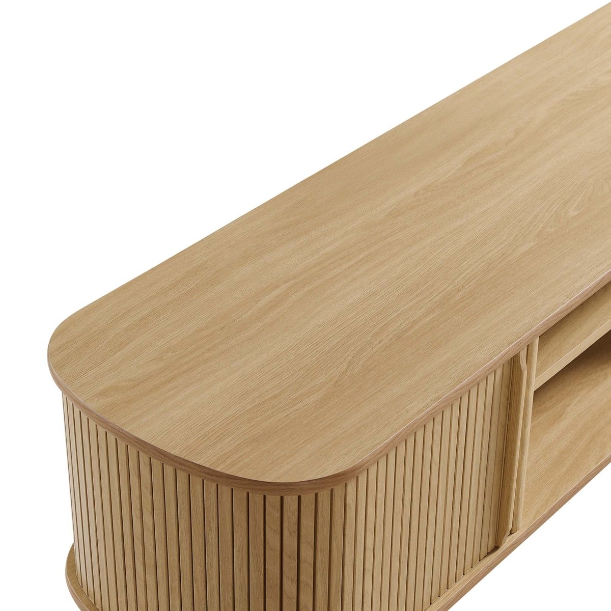 55 Inch Mid - Century Curved Beadboard TV Stand - TV Stands available at Alpine Outlets in Denver