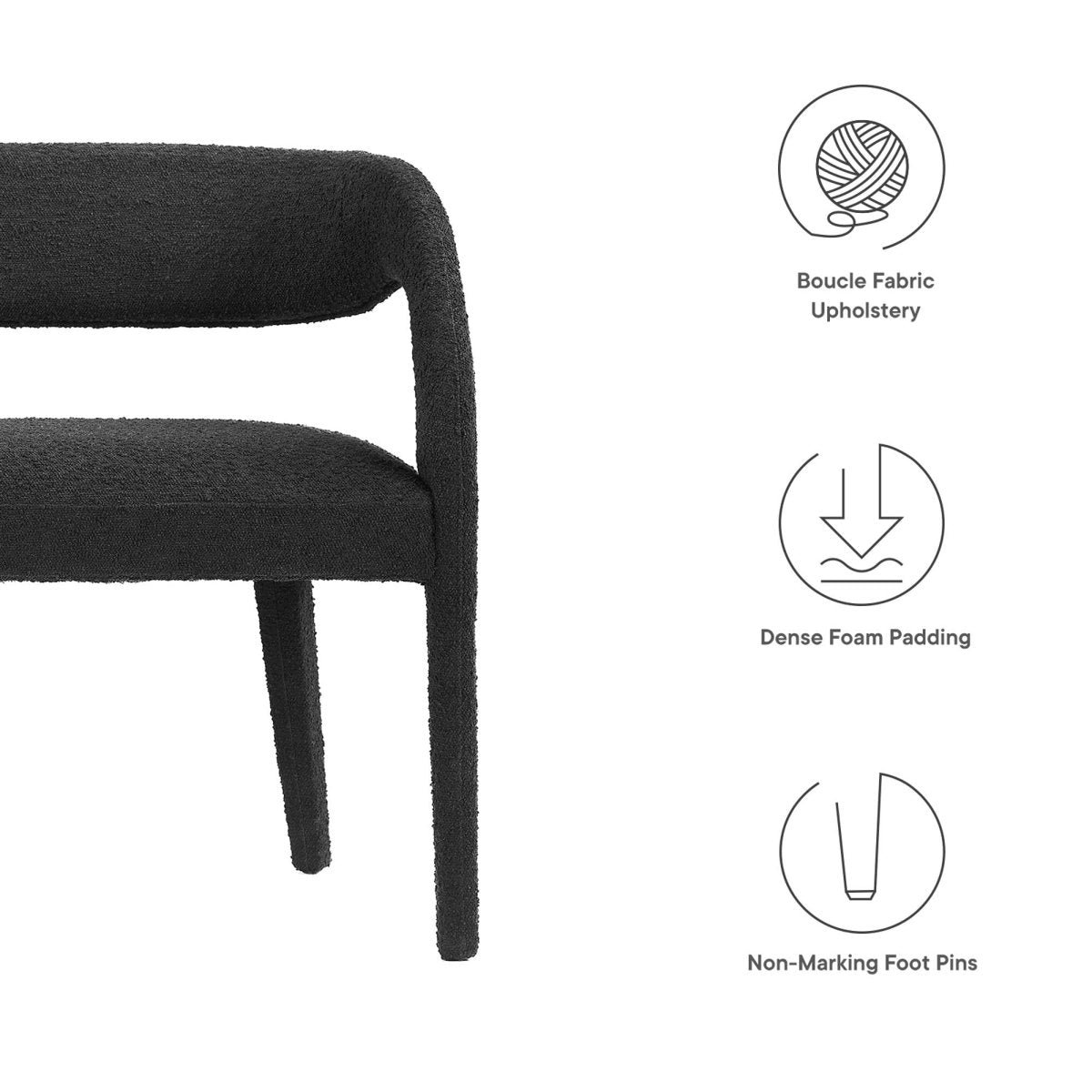 55 Inch Sophisticated Boucle Fabric Accent Bench - Benches available at Alpine Outlets in Denver