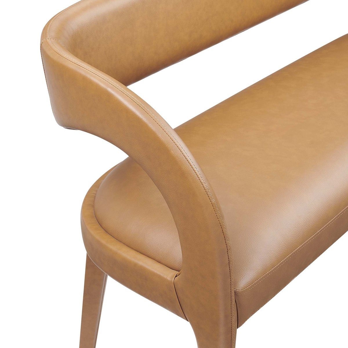55 Inch Sophisticated Vegan Leather Accent Bench in Tan - Benches available at Alpine Outlets in Denver