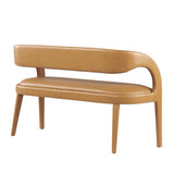 55 Inch Sophisticated Vegan Leather Accent Bench in Tan - Benches available at Alpine Outlets in Denver
